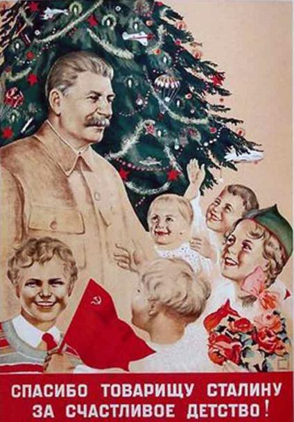 Gracias camarada Stalin por nuestra infancia feliz -cartel Navidad 1935