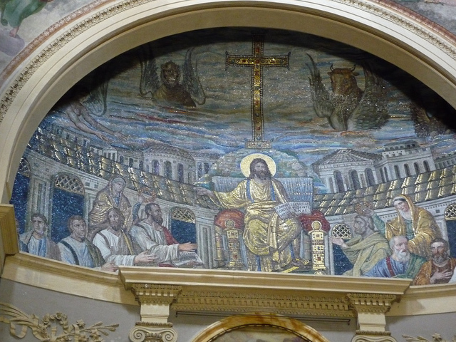Mosaico paleocristiano del ábside de la basílica de Santa Pudenciana de Roma.